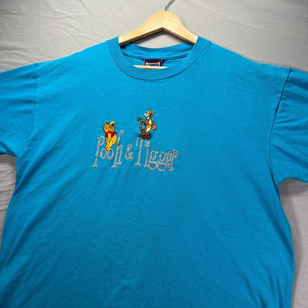 Vintage Winnie the Pooh Shirt Mens Large Blue Tigger Embroidered Disney 90s
